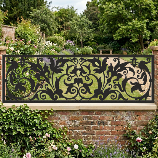 Victorian Acanthus Leaf Laser Cut Metal Railing Insert | Classic Baroque Floral Garden Fence Privacy Panel | Vintage Decorative Deck Screen | R28