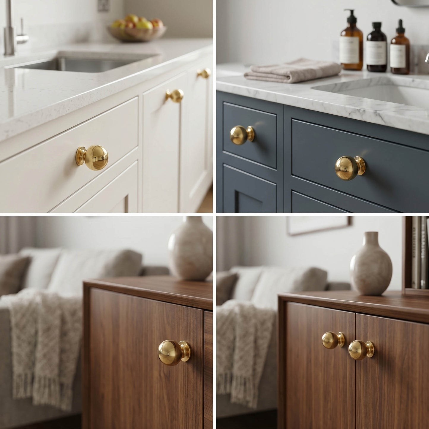 Solid Brass Round Cabinet Drawer Knob