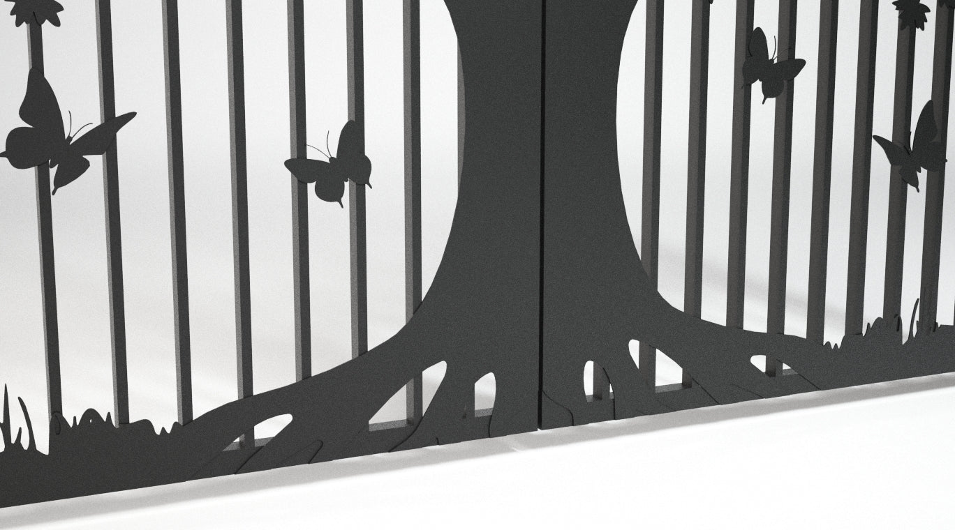 Custom Gate, Metal Garden Gate, Metal Art Accent, Pedestrian Walk Thru Entry, Outdoor, Drive way Gate, Tree Design 10ftx8ft