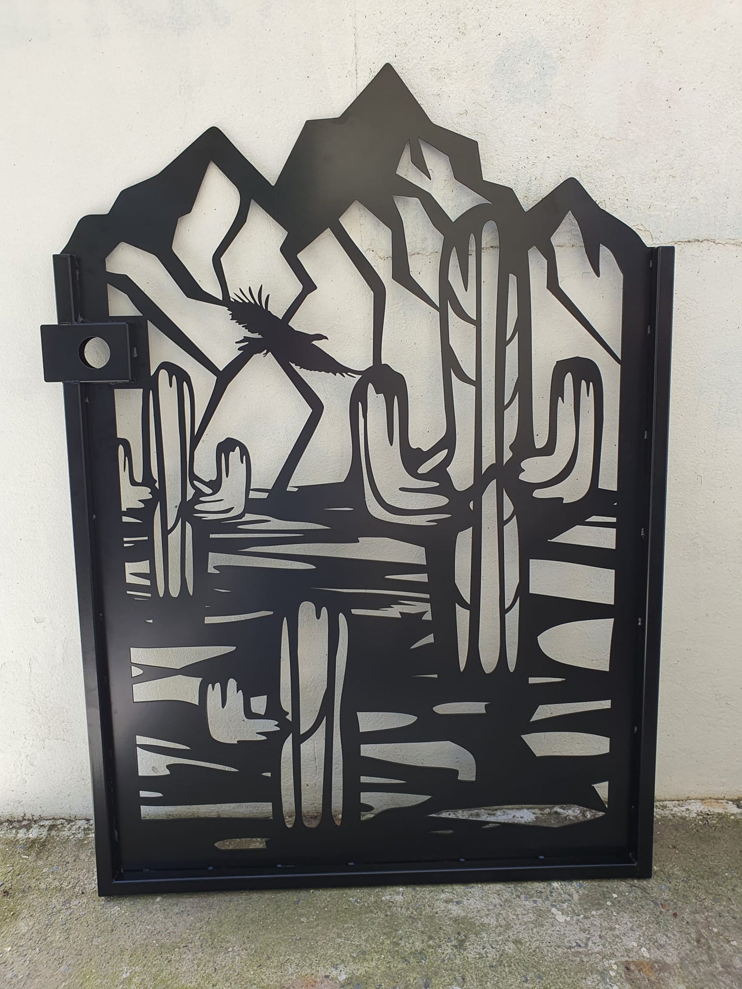 Custom Desert Cactus Metal Garden | Southwestern Desert Themed Iron Steel Laser Cut Door | Metal Art Outdoor Entrance | M40