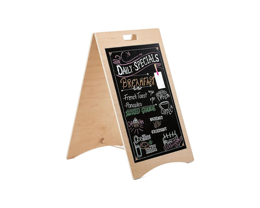Write-On Board A-Frame, Eco-Friendly Poplar Wood, Collapsible - Natural