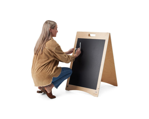 Write-On Board A-Frame, Eco-Friendly Poplar Wood, Collapsible - Natural