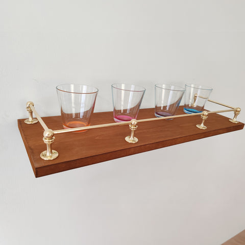 Brass Gallery Rail | Brass Shelf Tipping | Bookshelf Tipping | Posts brown