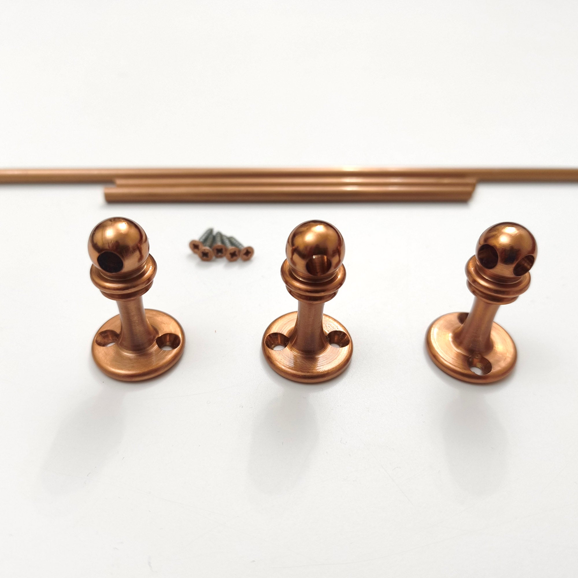 Copper Gallery Rail, Copper Shelf Tipping, Floating Shelf Tipping with Decorative Posts, Rack-Mounted Gallery Rail, Bookshelf