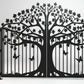 Custom Gate, Metal Garden Gate, Metal Art Accent, Pedestrian Walk Thru Entry, Outdoor, Drive way Gate, Tree Design 10ftx8ft