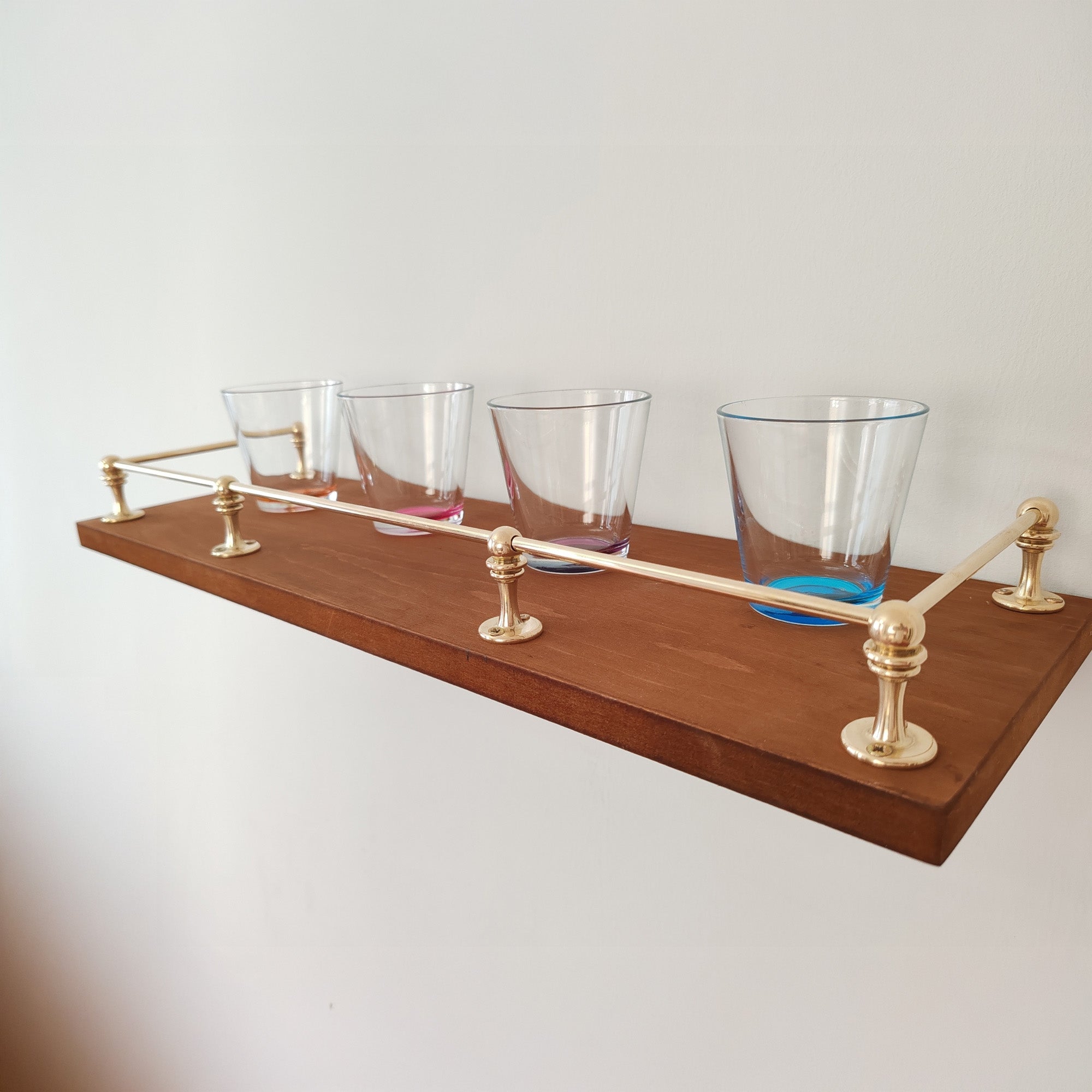 Brass Gallery Rail | Brass Shelf Tipping | Bookshelf Tipping | Posts brown