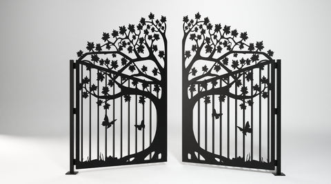 Custom Gate, Metal Garden Gate, Metal Art Accent, Pedestrian Walk Thru Entry, Outdoor, Drive way Gate, Tree Design 10ftx8ft