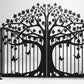 Custom Gate, Metal Garden Gate, Metal Art Accent, Pedestrian Walk Thru Entry, Outdoor, Drive way Gate, Tree Design 10ftx8ft