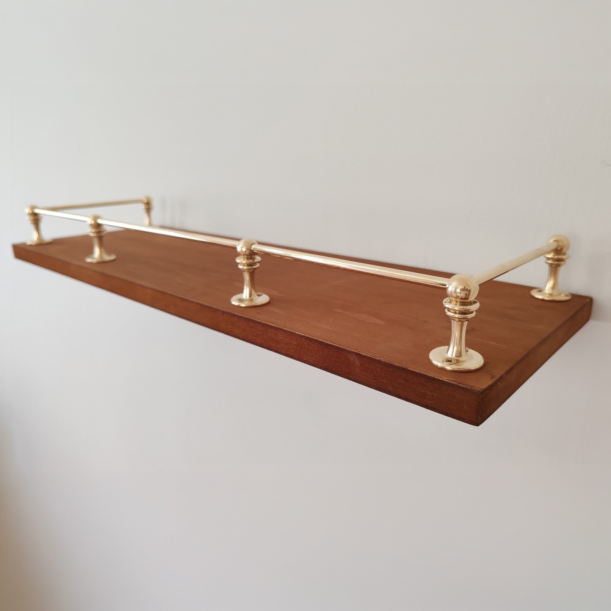 Brass Gallery Rail | Brass Shelf Tipping | Bookshelf Tipping | Posts brown