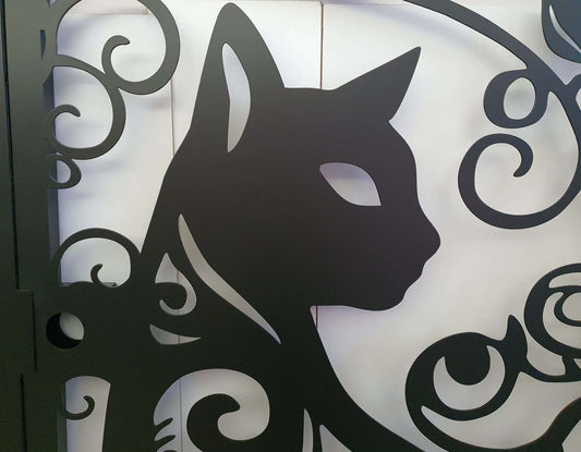 Custom Gate, Metal Garden Gate, Metal Art Accent, Pedestrian Walk Thru Entry, Outdoor Indoor Garden Gate, Cat design gate