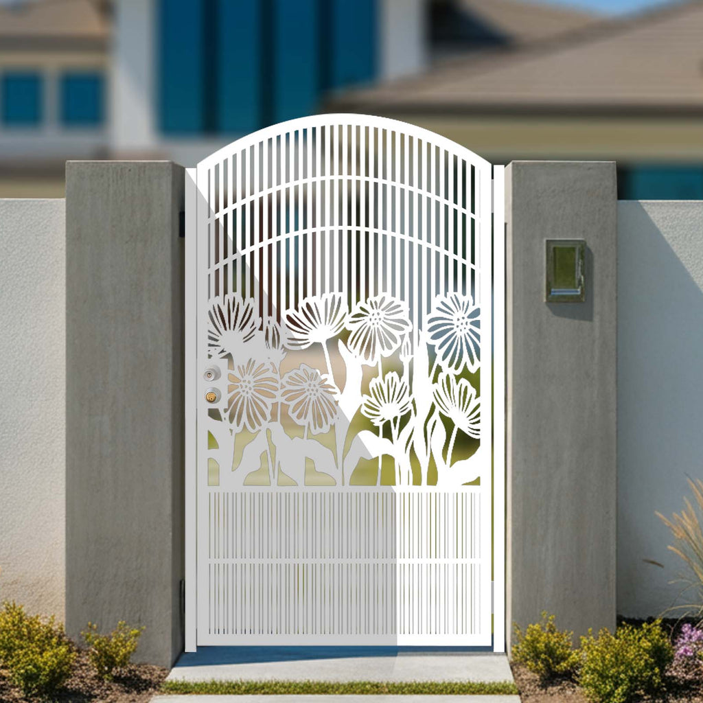 Custom Gate | Metal Garden Gate | Metal Art Accent | Pedestrian Walk Thru Entry | Outdoor | Indoor | Garden Gate | Daisy Design