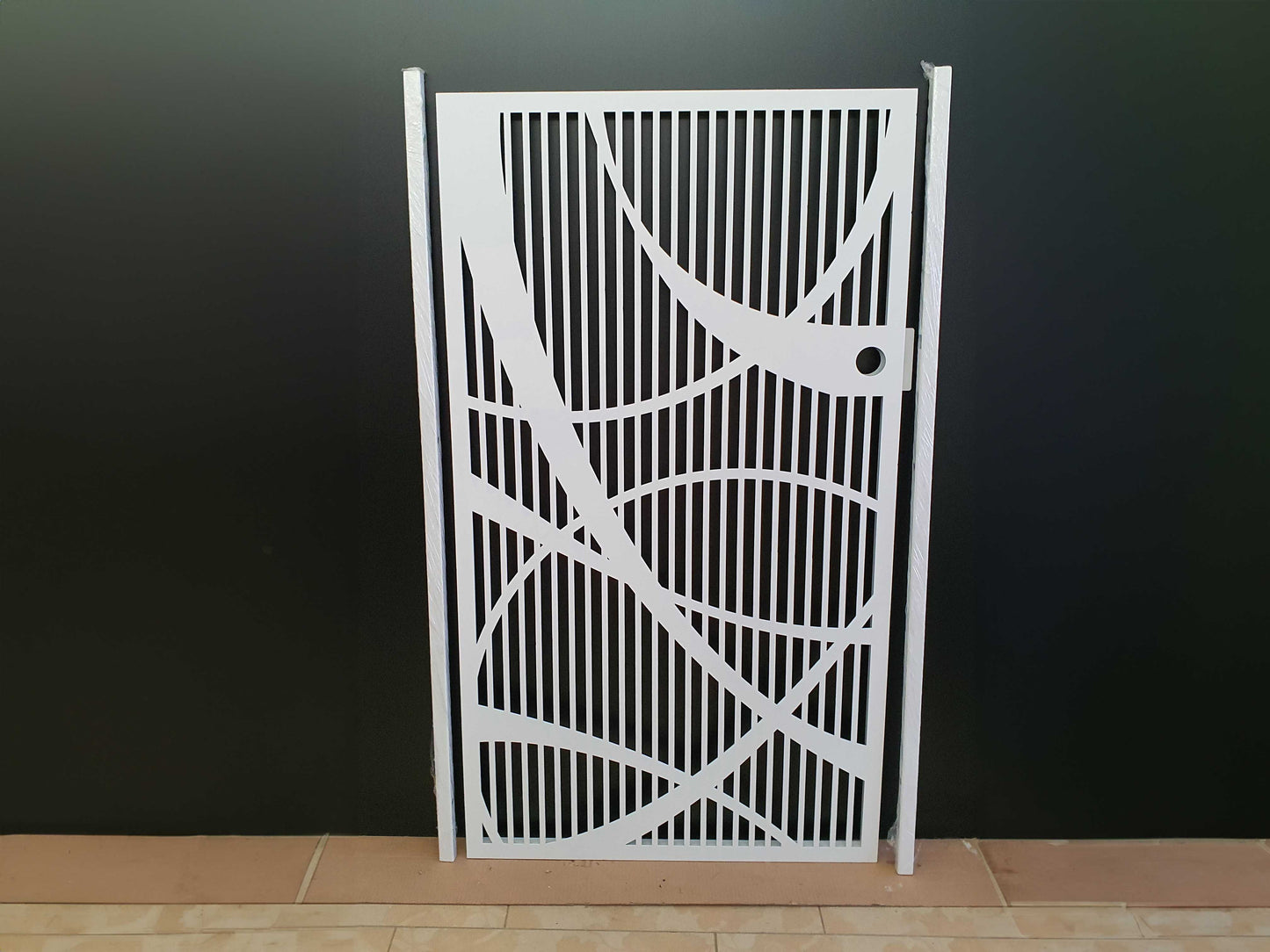 Custom Intersec Modern Linear Metal Garden Gate | Metal Art Accent | Abstract Curved Overlay Laser Cut Door | Luxury Minimalist Outdoor Entry | M49