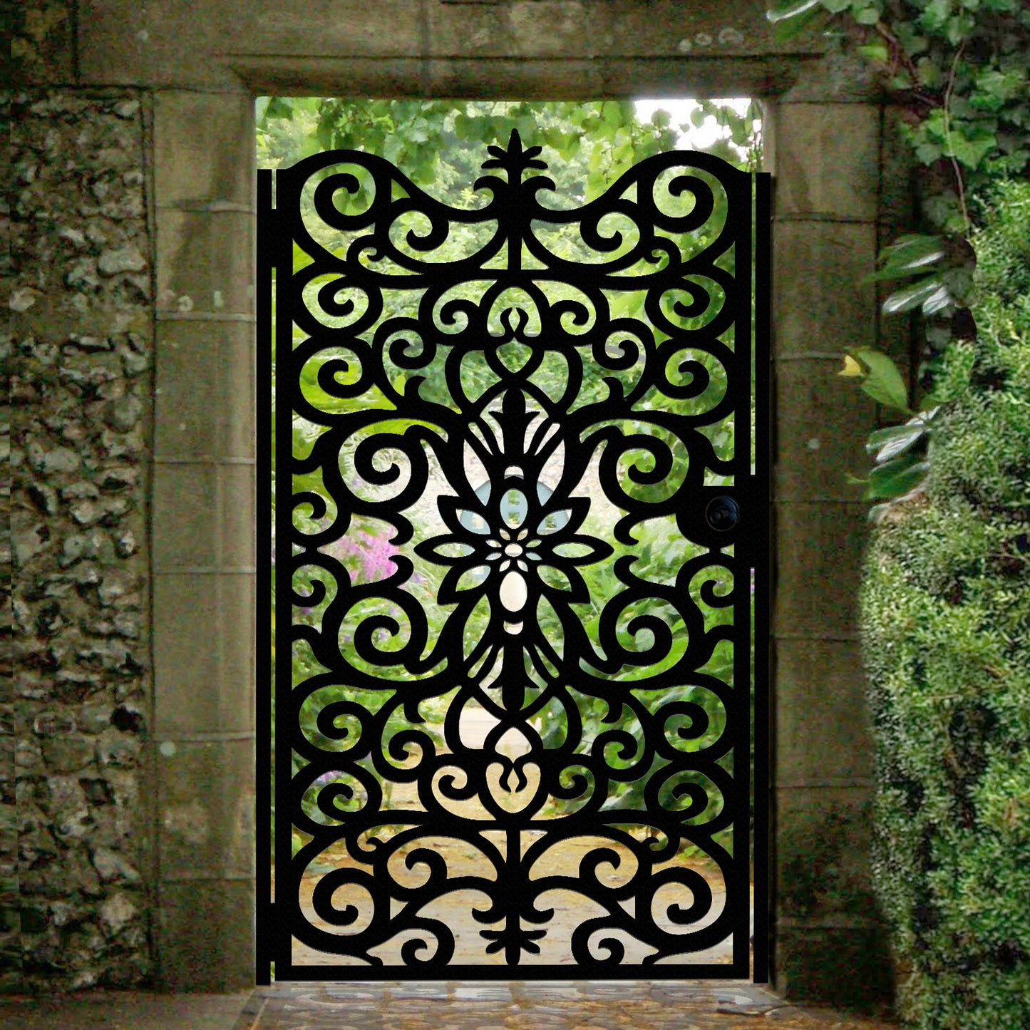 Victorian Style Metal Garden Gate | Architectural Renaissance Motif Laser Cut Door | Luxury Traditional Outdoor Entrance | Antique Style Pedestrian Entry | M45