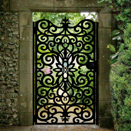Victorian Style Metal Garden Gate | Architectural Renaissance Motif Laser Cut Door | Luxury Traditional Outdoor Entrance | Antique Style Pedestrian Entry | M45
