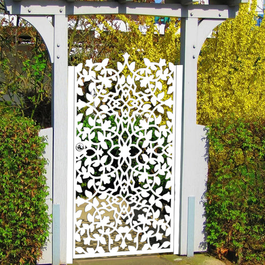 Victorian Style Elegant Floral Metal Garden Gate | Intricate Botanical Pattern Laser Cut Door | Cottage Style Garden Entry | M48