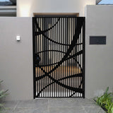 Custom Intersec Modern Linear Metal Garden Gate | Metal Art Accent | Abstract Curved Overlay Laser Cut Door | Luxury Minimalist Outdoor Entry | M49