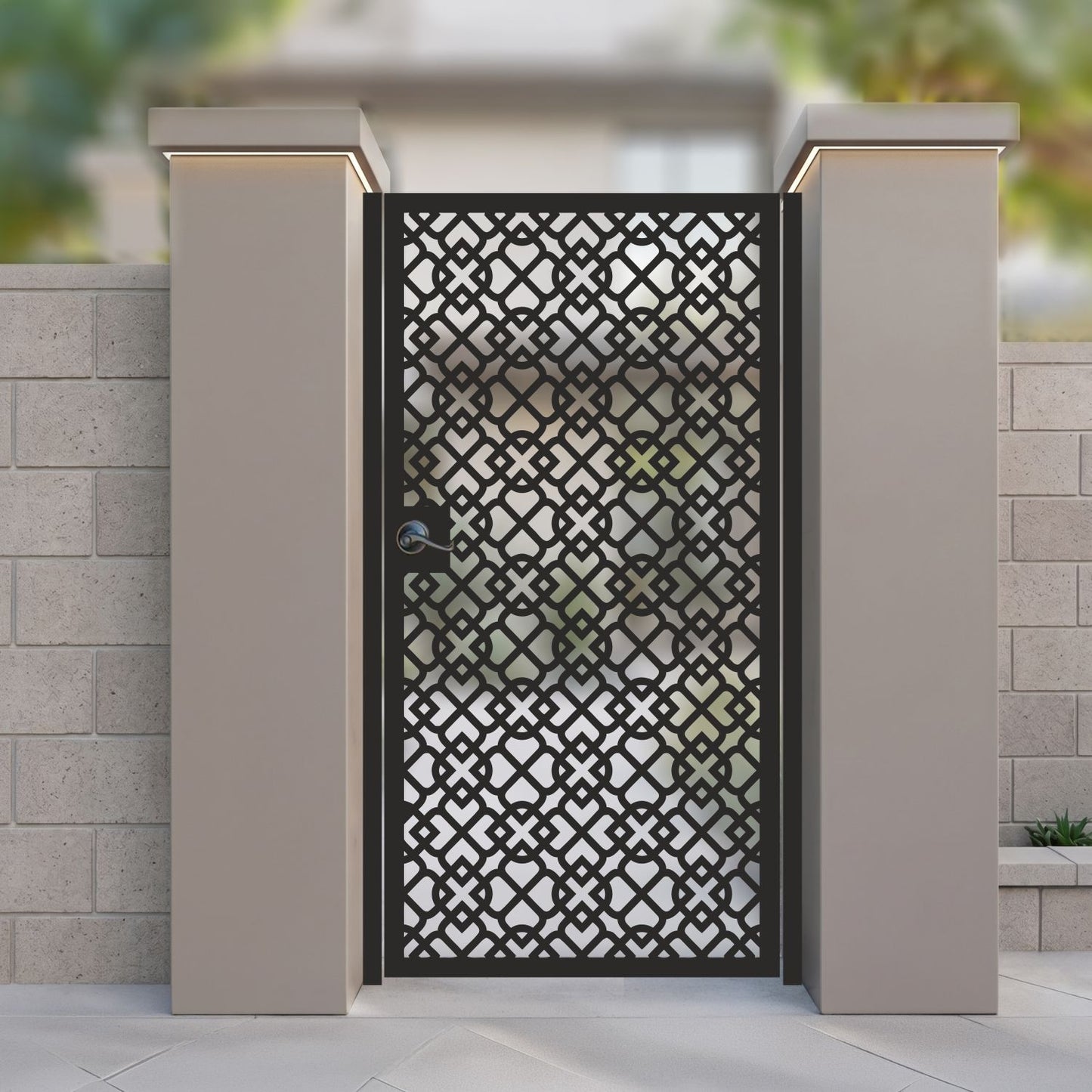 The Interlock Modern Geometric Lattice Garden Gate | Laser Cut Metal Pedestrian Door | Custom Geometric Diamond Pattern | M72