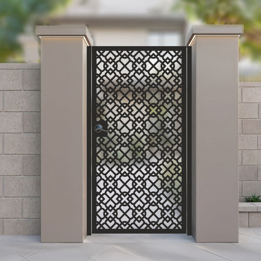 The Interlock Modern Geometric Lattice Garden Gate | Laser Cut Metal Pedestrian Door | Custom Geometric Diamond Pattern | M72