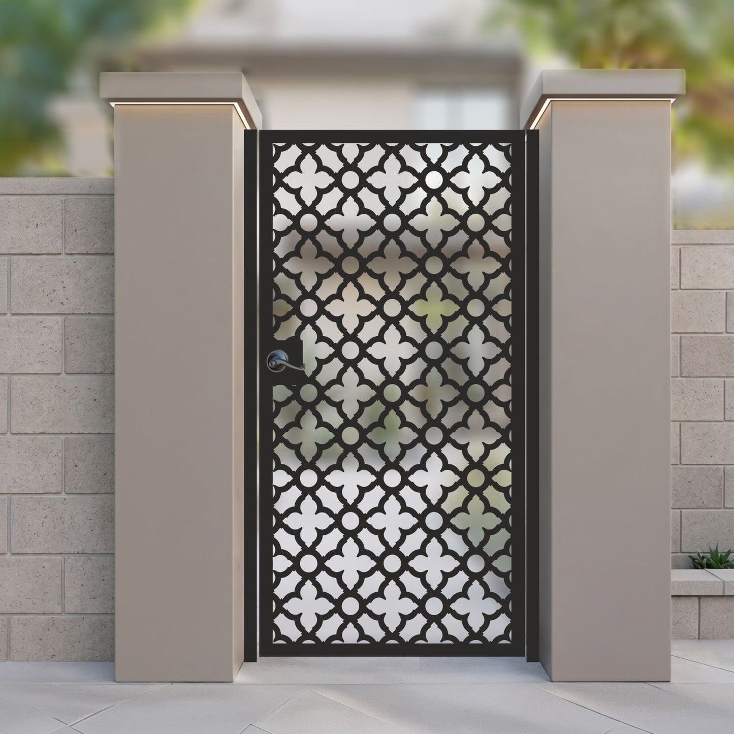 The Casablanca Moroccan Style Metal Garden Gate | Laser Cut Geometric Floral Pedestrian Door | Luxury Oriental Outdoor Entry | M74