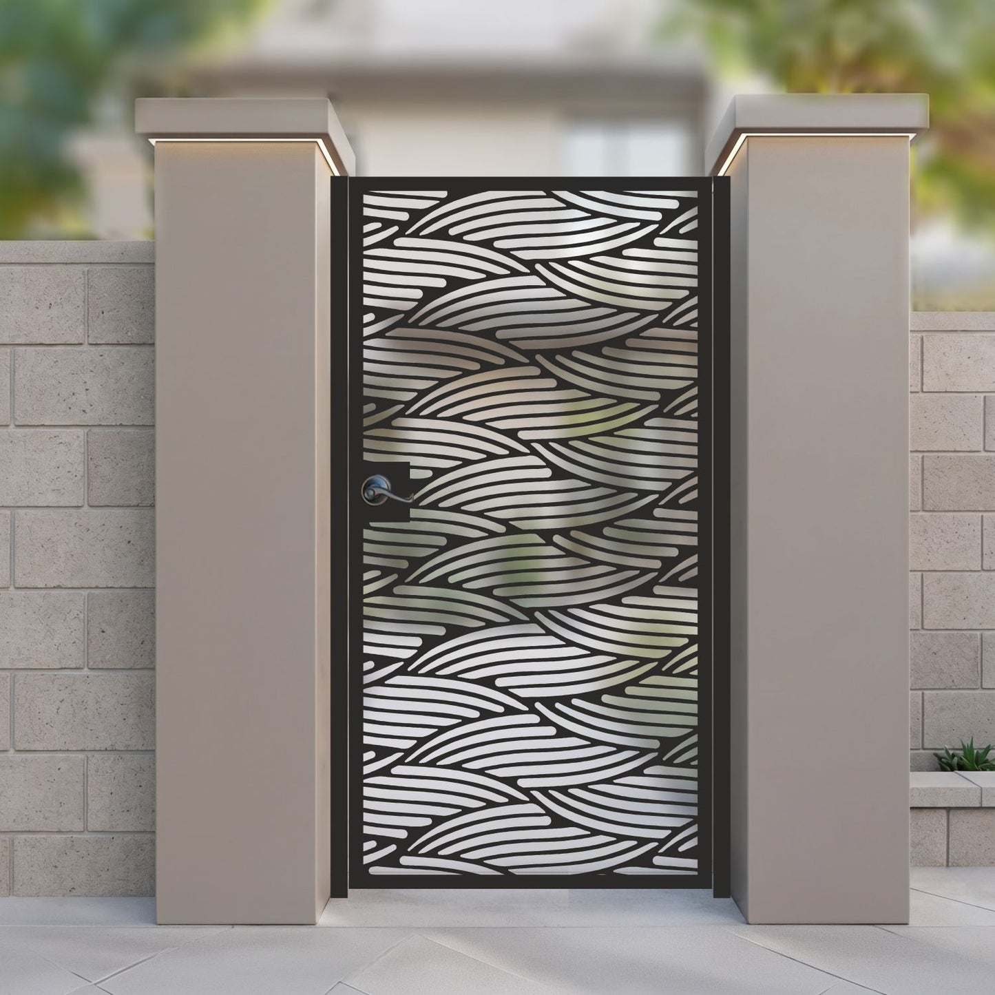 The Zen Wave Organic Flow Metal Garden Gate | Overlapping Wave Laser Cut Door | Luxury Coastal Pedestrian Entrance | M85