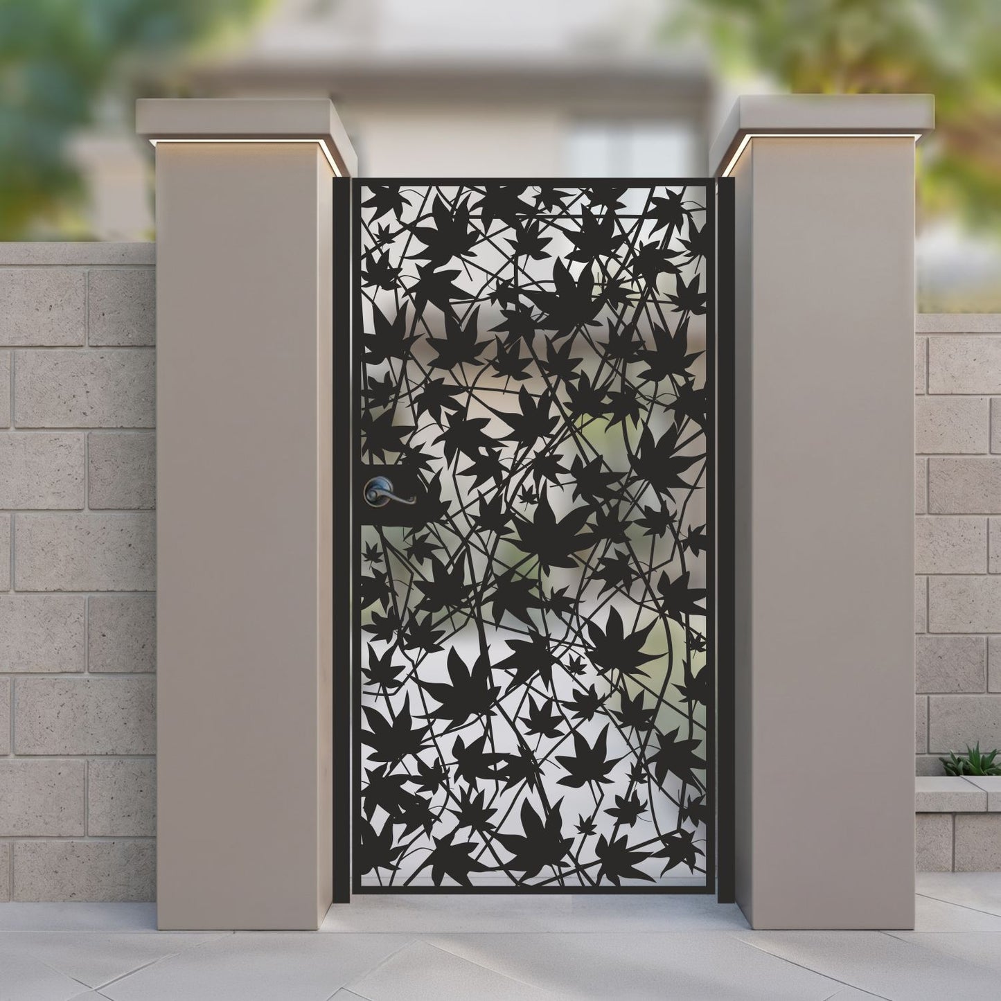 Ivy Maze Metal Garden Gate | Intricate Leafy Laser Cut Door | Modern Japanese Maple Pattern Outdoor Entrance | Organic Foliage Pedestrian Entry | M91
