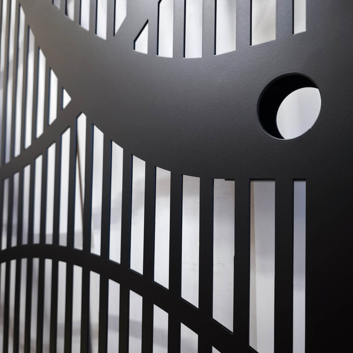 Matte black laser cut garden gate 