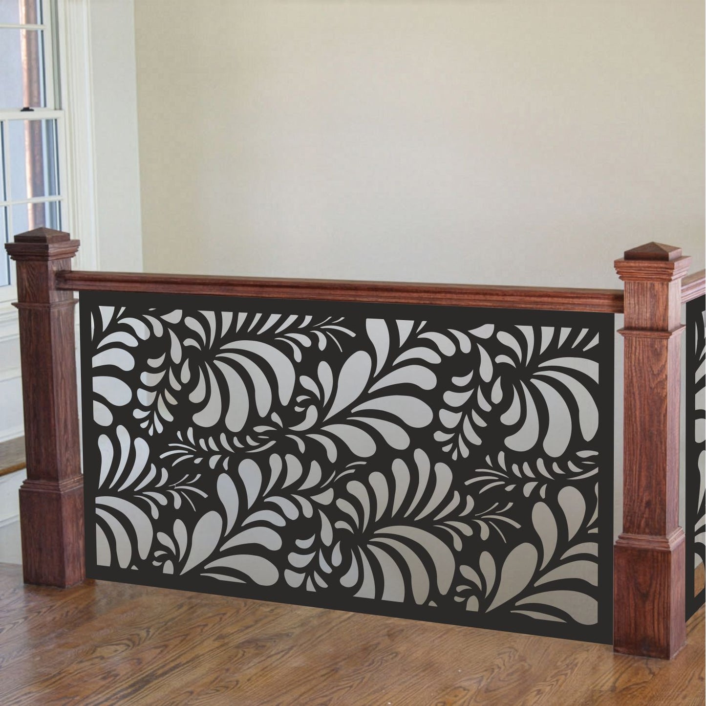 Botanical Leaf Laser Cut Metal Railing Insert | Modern Indoor Stair /Loft Railing Panel | Custom Floral Balcony Screen | R13