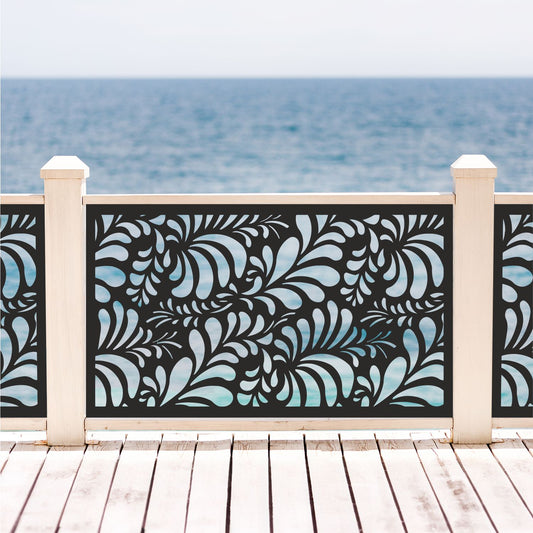 Botanical Leaf Laser Cut Metal Railing Insert | Modern Indoor Stair /Loft Railing Panel | Custom Floral Balcony Screen | R13