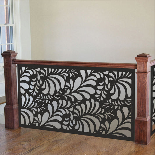 Botanical Leaf Laser Cut Metal Railing Insert | Modern Indoor Stair /Loft Railing Panel | Custom Floral Balcony Screen | R13