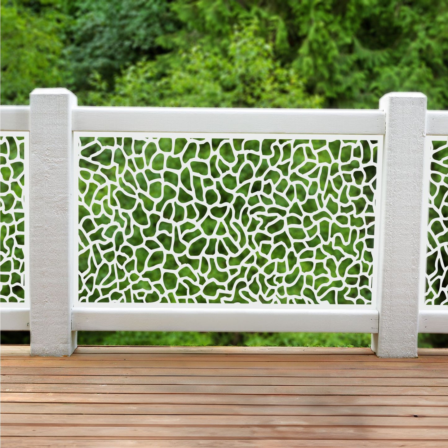 Modern Voronoi Laser Cut Metal Railing Insert | Abstract Stone Mesh Privacy Panel | Luxury Balcony  Privacy Screen | R15