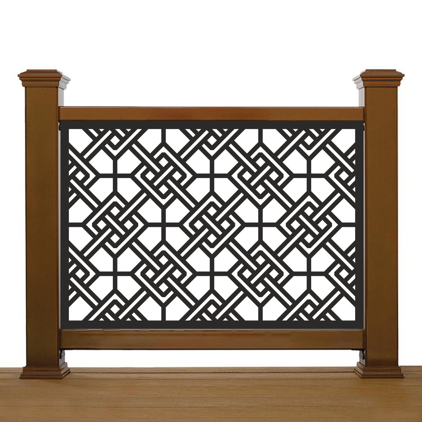 Geometric Fretwork Laser Cut Metal Railing Insert | Traditional Asian Lattice Deck Privacy Panel | Custom Modern Balcony Fence | R17