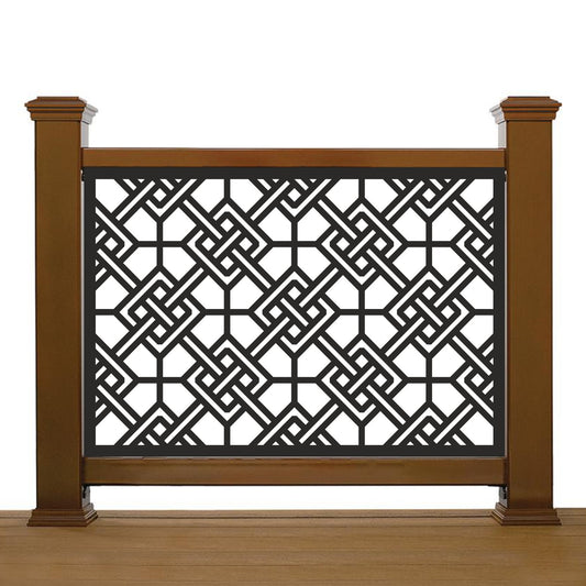 Geometric Fretwork Laser Cut Metal Railing Insert | Traditional Asian Lattice Deck Privacy Panel | Custom Modern Balcony Fence | R17
