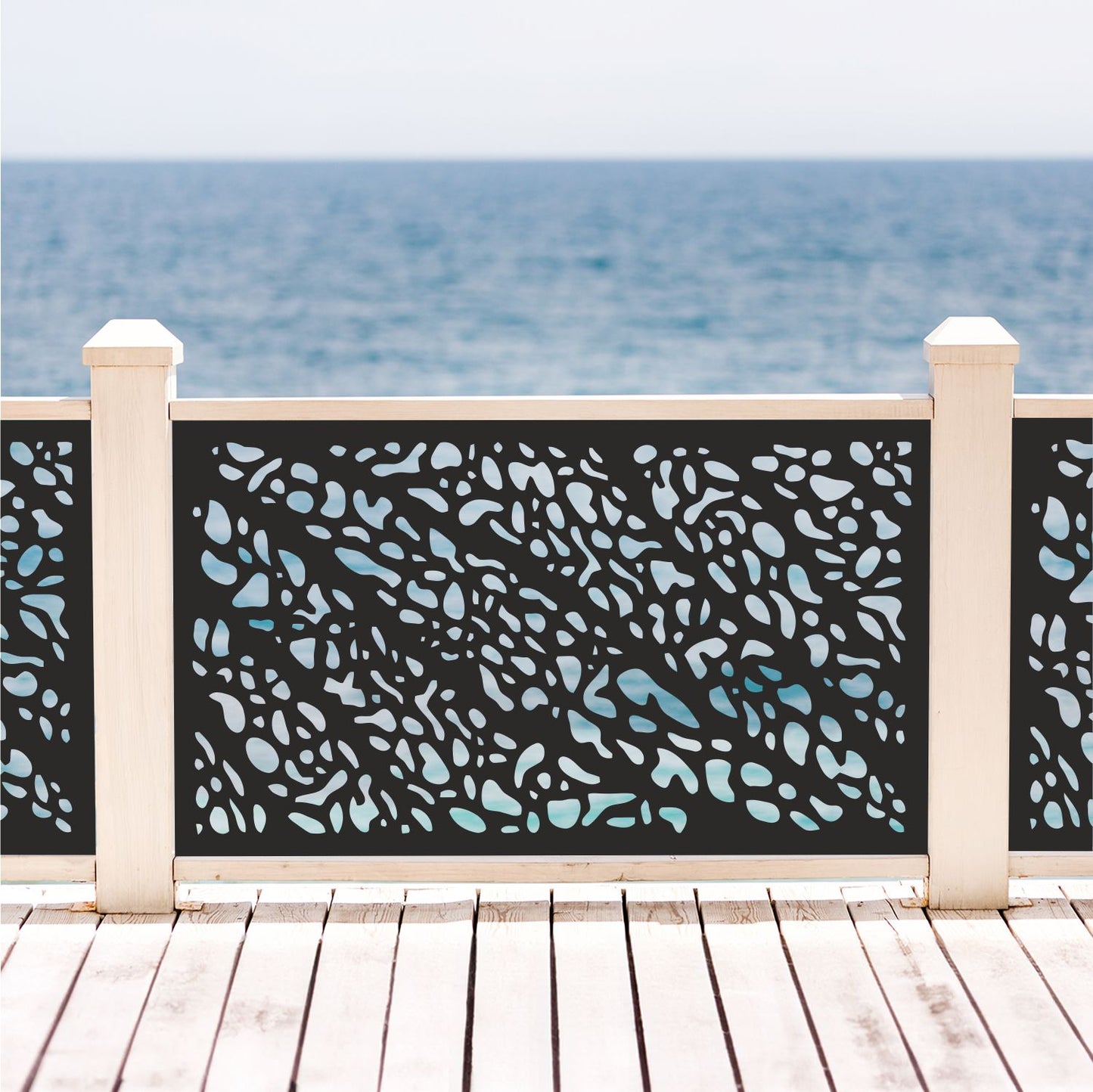 Modern Organic Laser Cut Metal Deck Railing Insert | Decorative Outdoor Privacy Screen Panel | R20