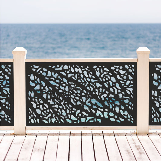 Modern Organic Laser Cut Metal Deck Railing Insert | Decorative Outdoor Privacy Screen Panel | R20