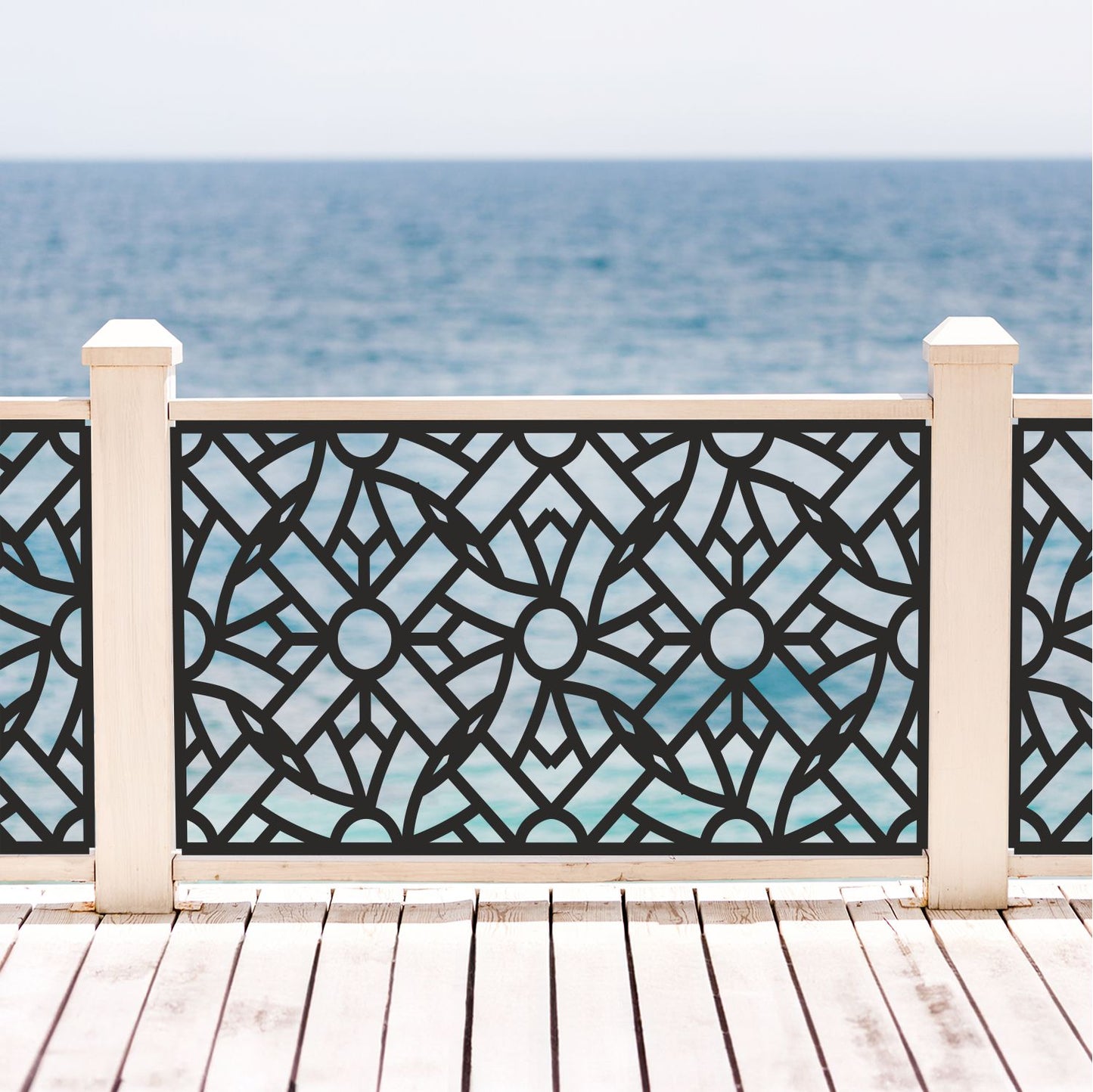 Moroccan Geometric Pattern Laser Cut Metal Railing | Custom Modern  Balcony and Deck Privacy Panel | R23