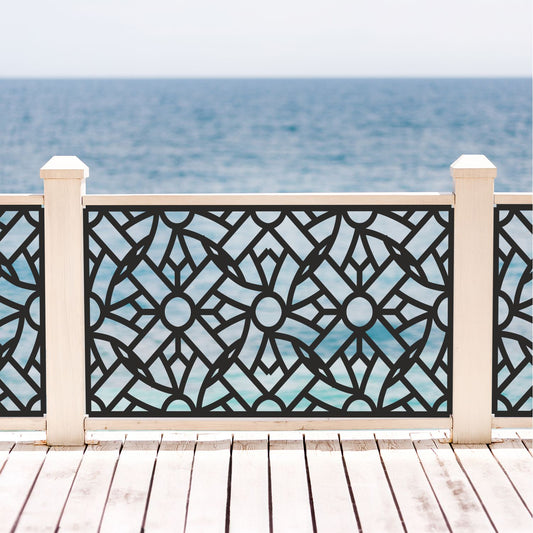 Moroccan Geometric Pattern Laser Cut Metal Railing | Custom Modern  Balcony and Deck Privacy Panel | R23