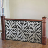 Classic Arabesque Floral Laser Cut Metal Railing Insert | Damask Scrollwork Pattern Balkony Panel | Custom Vintage Lattice Laser Cut Privacy Screen | R25
