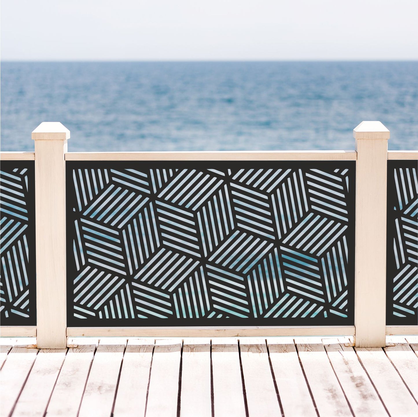 3D Isometric Laser Cut Metal Railing Insert | Geometric Optical Illusion Deck Privacy Panel | Custom Geometric Cube Deck Screen | R37