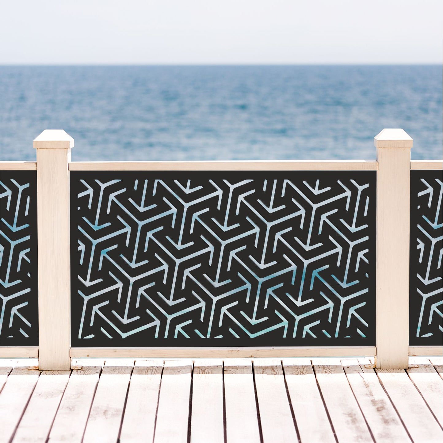 Custom Y-Pattern Laser Cut Metal Railing Insert | Modern Hexagonal Geometric Deck Privacy Panel | Tri-Directional Balcony Screen | R38