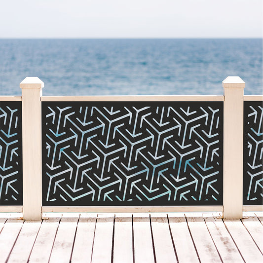 Custom Y-Pattern Laser Cut Metal Railing Insert | Modern Hexagonal Geometric Deck Privacy Panel | Tri-Directional Balcony Screen | R38