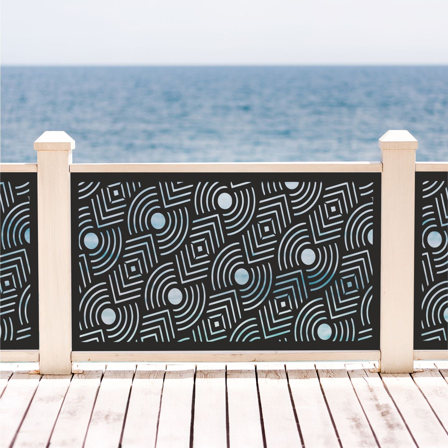 Art Deco Concentric Arc Laser Cut Metal Railing Insert | Geometric Diamond Circle Deck Panel | Custom Balcony Privacy Screen | R40
