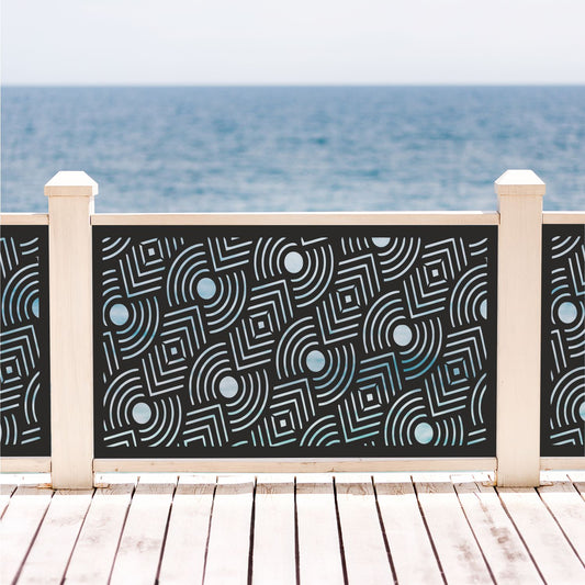 Art Deco Concentric Arc Laser Cut Metal Railing Insert | Geometric Diamond Circle Deck Panel | Custom Balcony Privacy Screen | R40