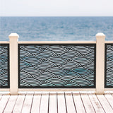 Custom Modern Ocean Wave Laser Cut Metal Railing Insert | Coastal Deck Panel |Japanese Wave Seigaiha Pattern Privacy Screen | R41