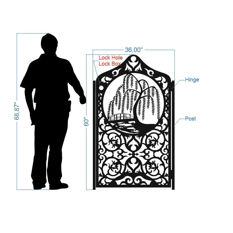 OUTLET GATE 3 | Custom Gate | Metal Garden Gate | Metal Art Accent | Pedestrian Walk Thru Entry | Outdoor | Indoor | Garden Gate