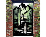 Custom Desert Cactus Metal Garden | Southwestern Desert Themed Iron Steel Laser Cut Door | Metal Art Outdoor Entrance | M40