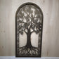 bronze floral laser cut metal garden gate featuring tree of life design with roots and leaves