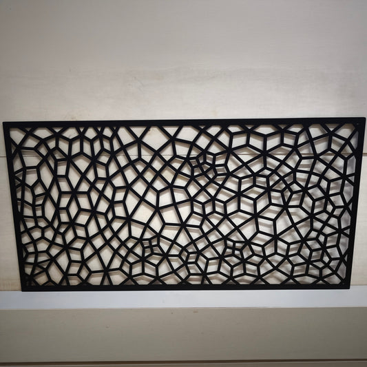 Black decorative laser cut metal fence and spider web pattern