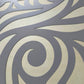 Freestanding matte grey metal fireplace screen with modern decorative laser cut wave pattern