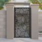 Metal laser cut pedestrian garden gate featuring full coverage 3D geometric isometric cube pattern