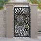 metal laser cut pedestrian garden gate featuring full coverage dahlia and chrysanthemum floral pattern
